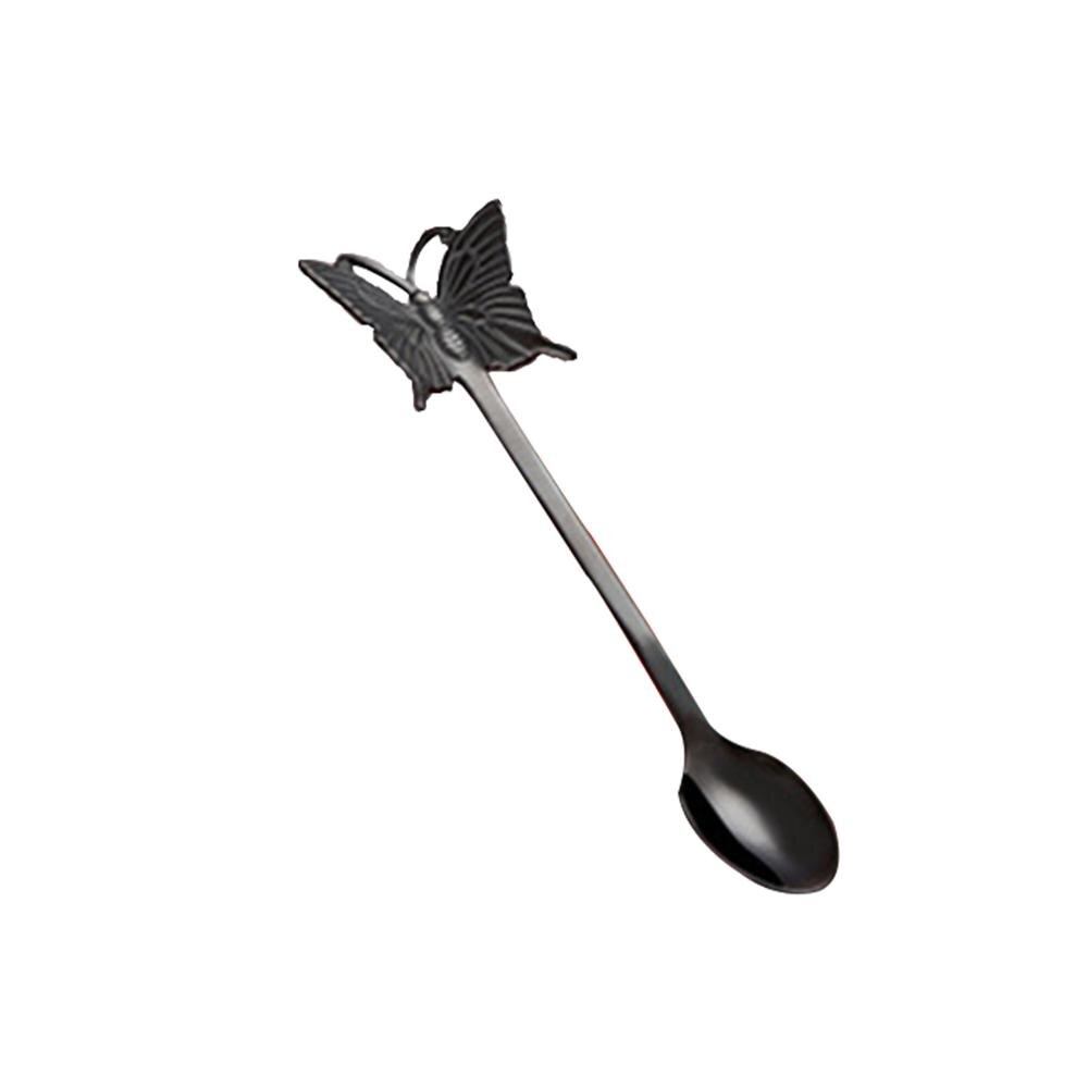Butterfly Stainless Steel Coffee Spoon Milk Teaspoon Dessert Snack Scoop Ice Cream Stirring Spoons Kitchen Dining Tableware,1PCS: 4