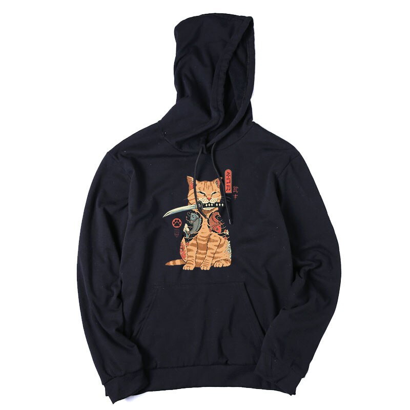 Cotton cotton streetwear japanese knife cat men hoodies casual cool oversized men hoodies loose hoodies tops