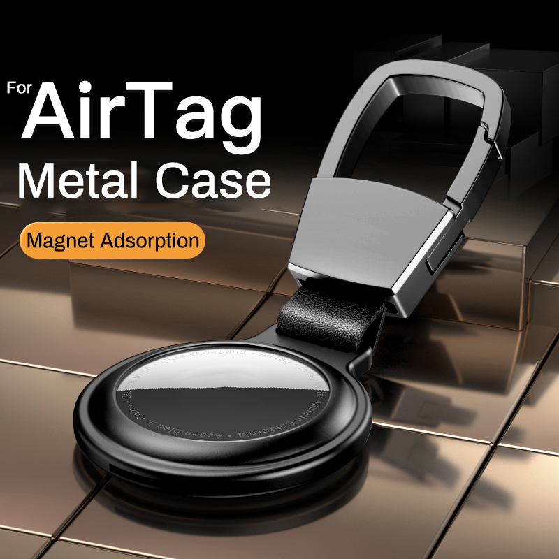 Metal Magnetic Adsorption Case for Apple Airtag Protective Cover Tracker Accessories Anti-scratch Sleeve Keychain For Air tags