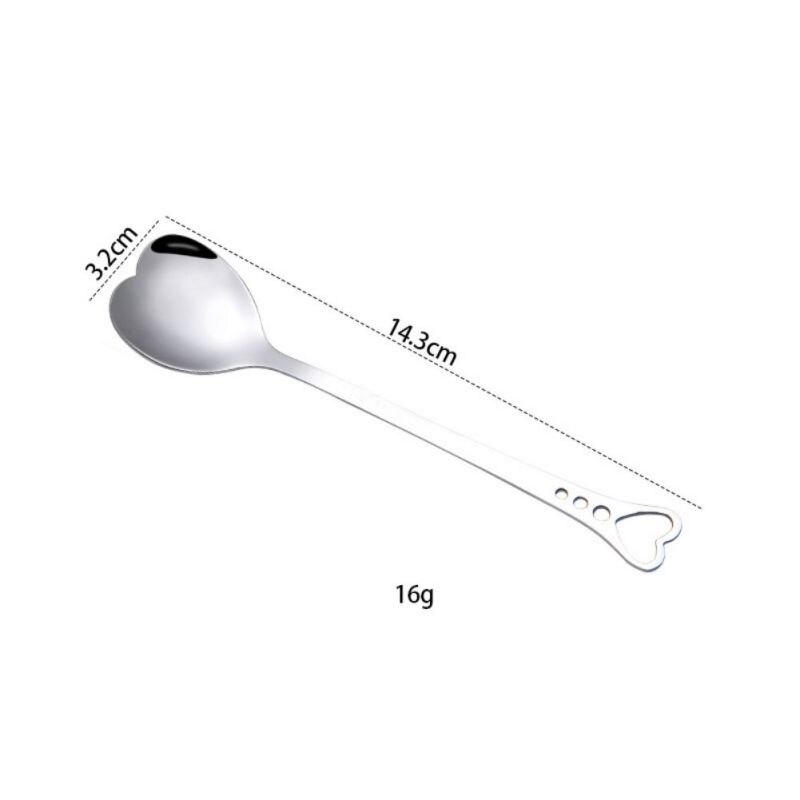 2pz in Acciaio Inox a Forma di Cuore Cucchiaio di Caffè Cucina dolce Zucchero Mescolando Cucchiai Cucchiaino Piatti E Posateria di san valentino Regalo di Giorno: prugna