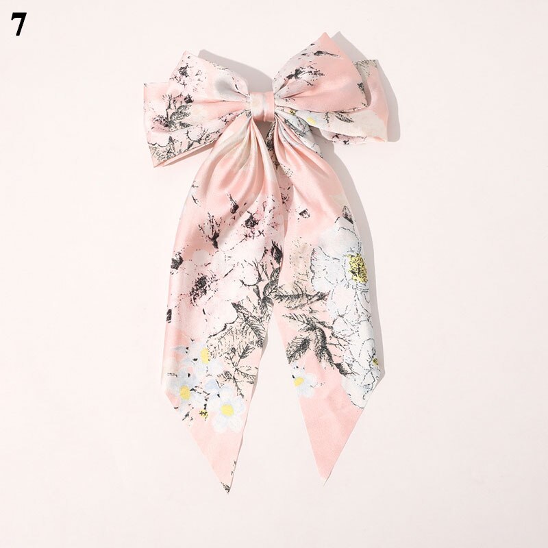 Gestreepte Bloemenprint Strik Haar Clips Lint Haarspeld Twee-Lagen Oversized Bows Haar Clip Haarspeldjes Meisjes Haar Accessoires: 7