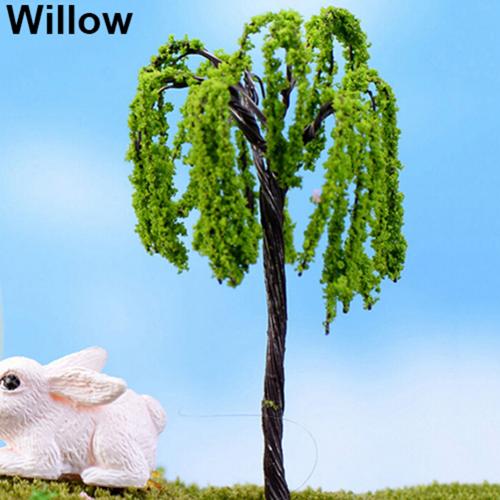 Miniature Sakura Plum Blossom/plum/willow/coconut Tree Plants Fairy Garden Accessories Dollhouse Ornament Garden Decoration: Willow
