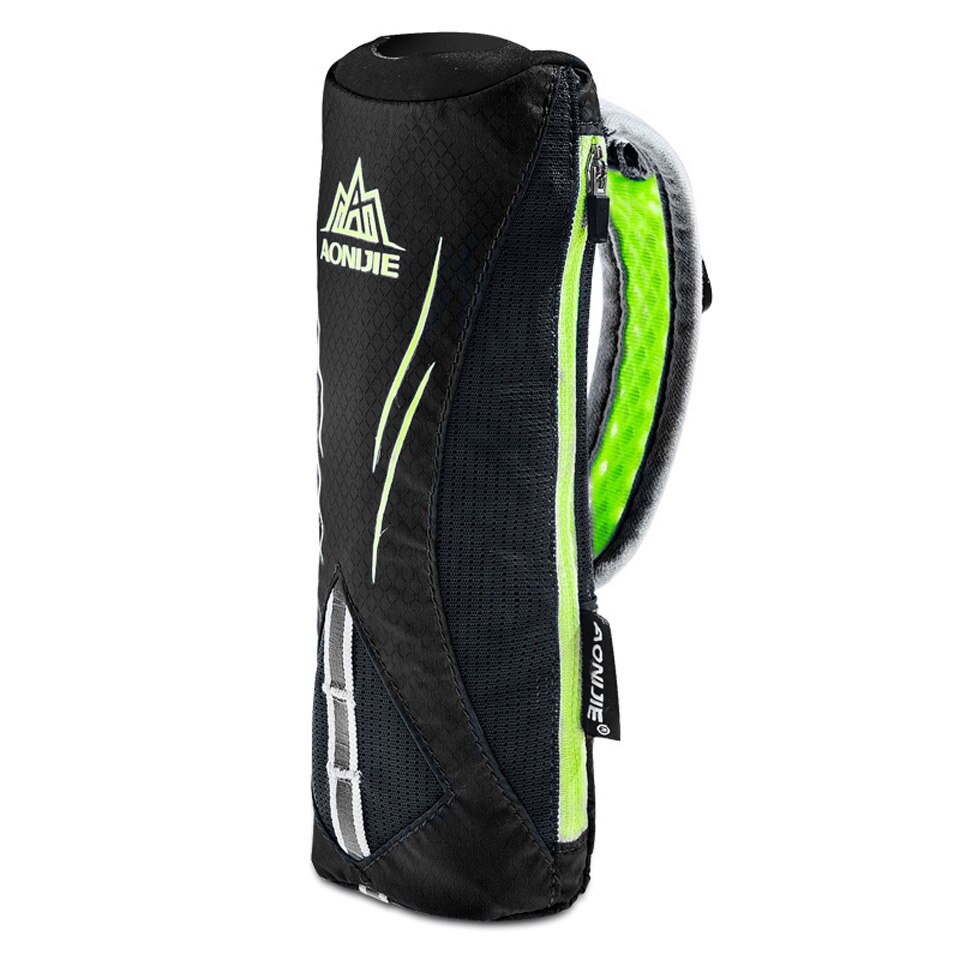 Aonijie waterdichte handzame sportketel voor buiten, marathonlooptelefoontas voor 5.5 inch telefoon, /500ml zachte waterflesjes: Zwart geen fles