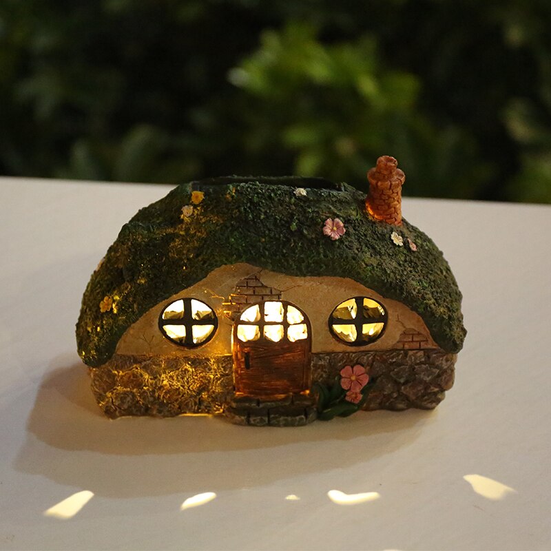 Fairy Huis Solar Licht Kerstverlichting Hars Miniatuur Sneeuw Huis Meubelen Led Outdoor Gazon Yard Lamp Voor Tuin Patio