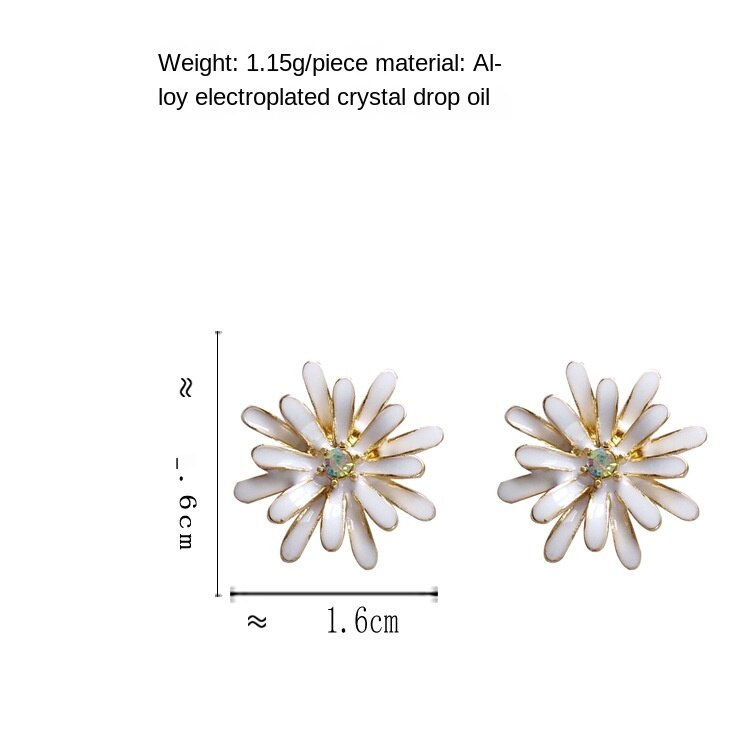 Boucles d'oreilles blanches petites marguerites blanches en 3D pour femmes, mignonnes avec des Clips de fleurs, Clips pour les oreilles coréennes, sans Piercing