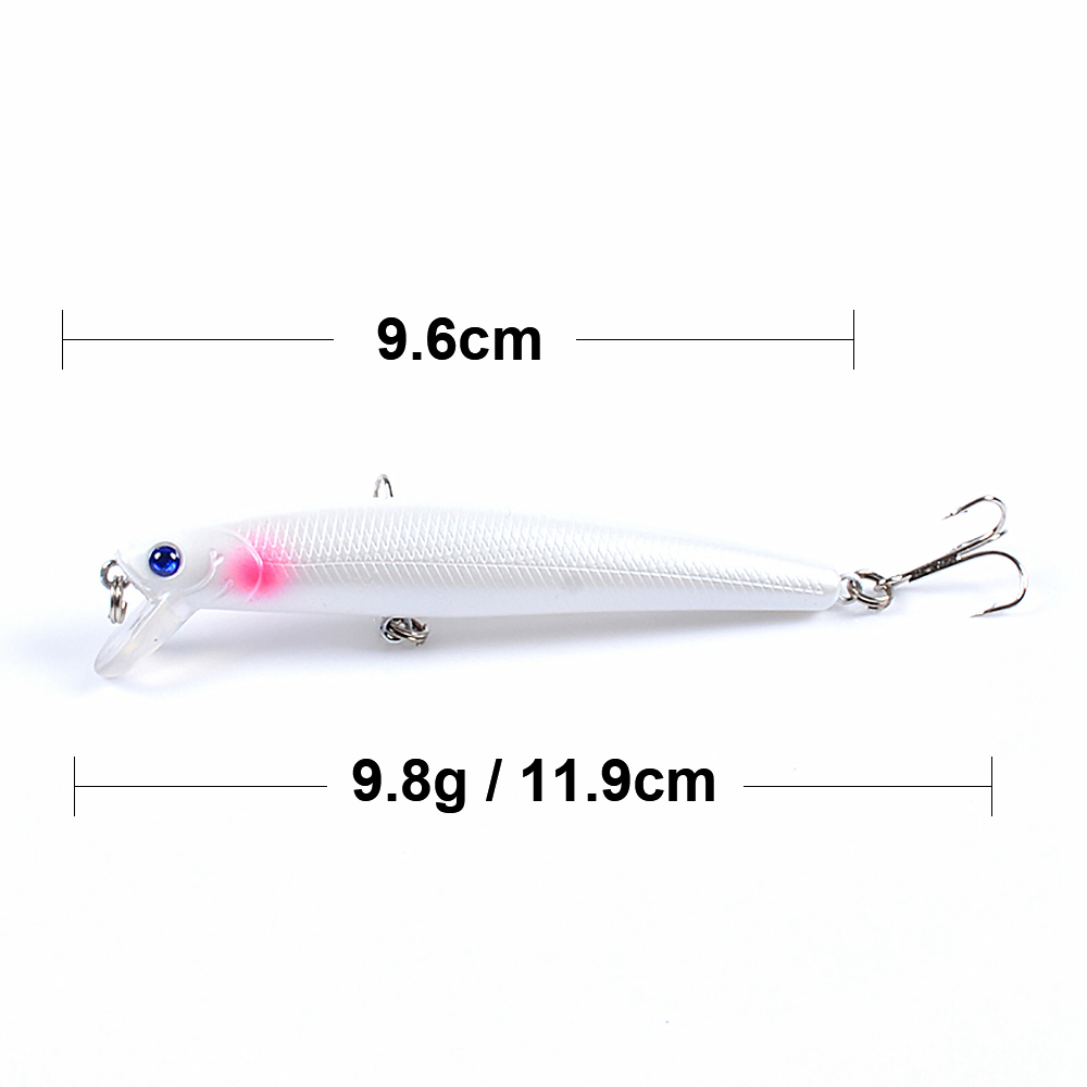 Biwvo Metalen Minnow Crankbaits 9.6cm Karper Vissen Lokt Goederen Voor Vissen Harde Lokken Aas Metal Jig Wobbler Voor Trollen shad: C