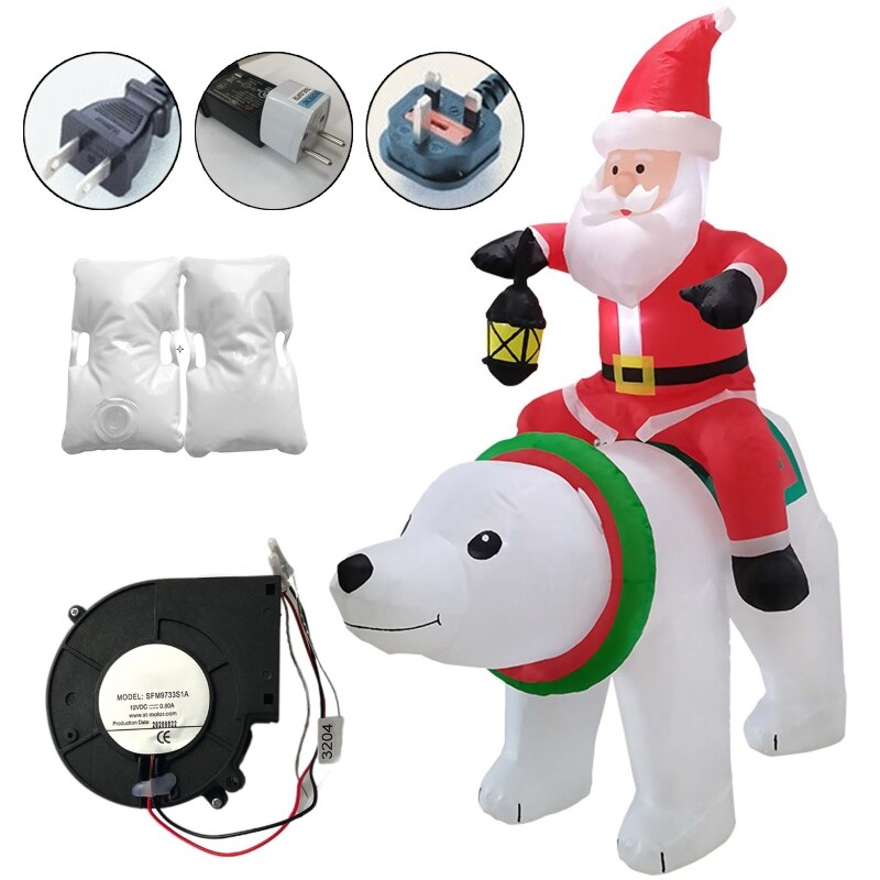 Inflatable LED Lights Christmas Santa Claus Riding Bear Decoration Outdoor Props