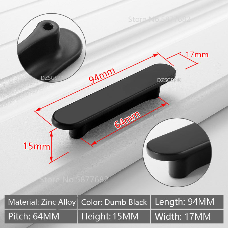 Poignées de porte de placard en cuivre brossé, nouvelle , pour placard de chambre à coucher: Black