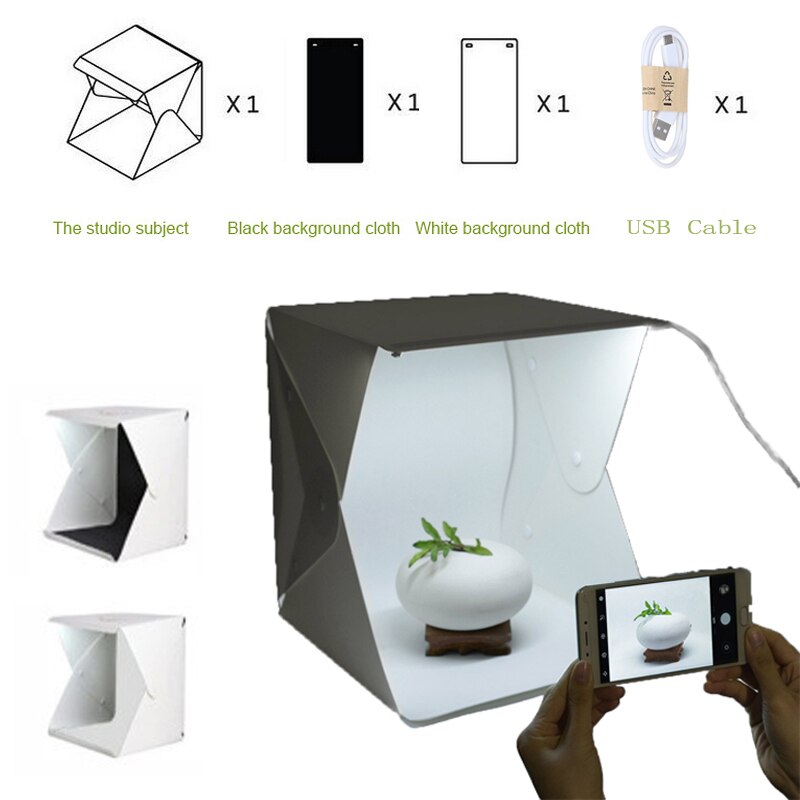 Dual LED Panels Mini Folding 40CM Lightbox Photography Photo Studio Softbox Light With Photo Background Kit Light box for DSLR