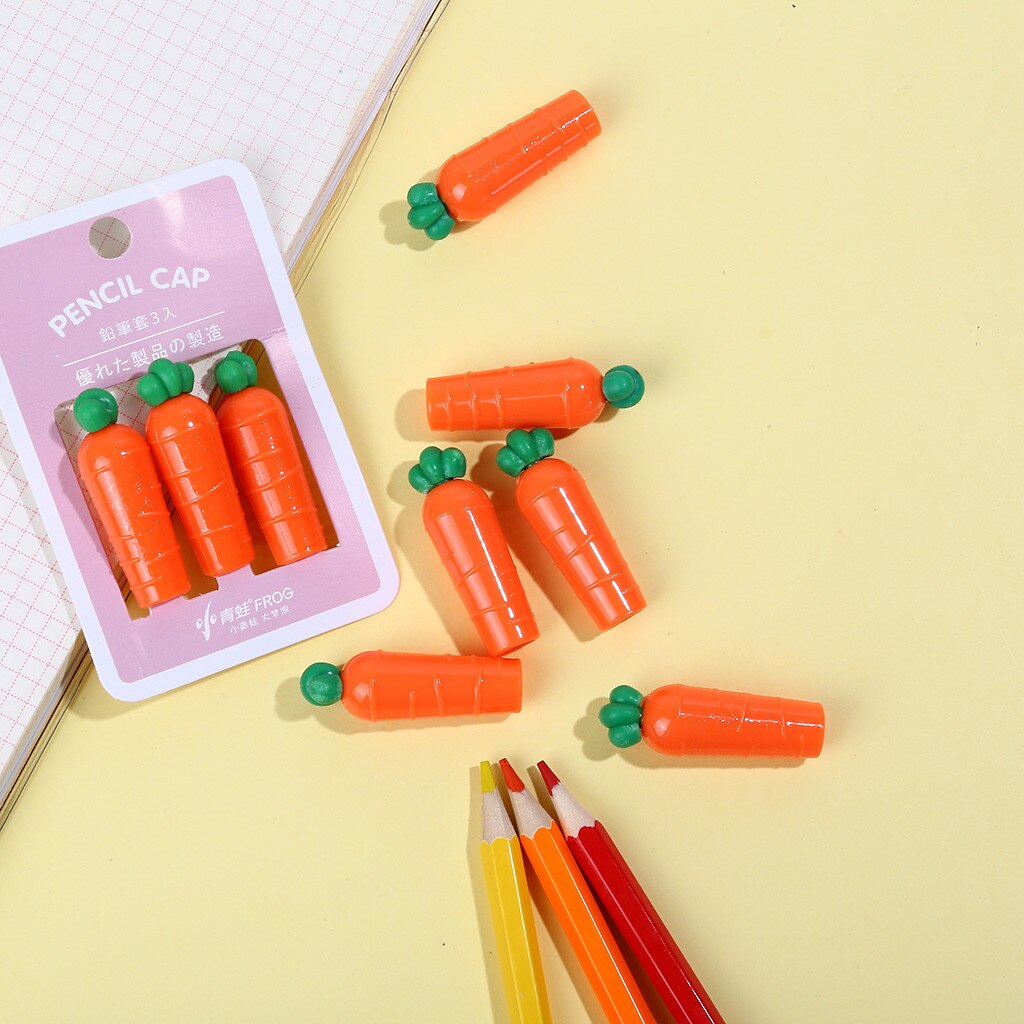 Pencil Cap carrot Head Cartoon Pencil Set Extender For Pencil Painting Writing Art School Supplies Pen refill