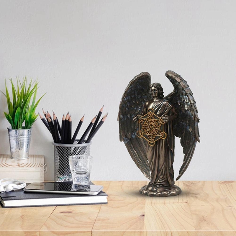 Metatron Gebronsde Seraphim Zes-Gevleugelde Guardian Angel Standbeelden Woondecoratie Ook Een Grote Voor Uw Vrienden: Donkergrijs
