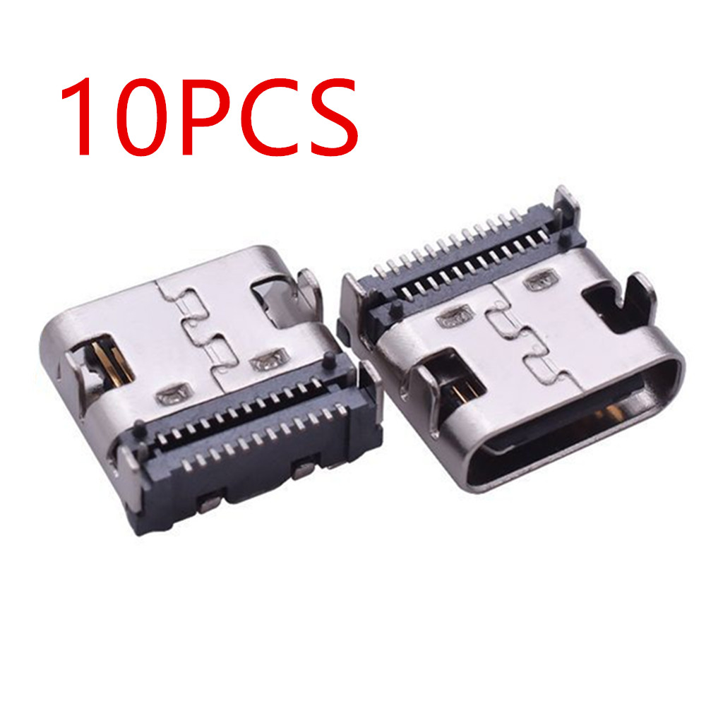 Enchufe hembra tipo C SMT para teléfono móvil, conector PCB de puerto de datos de carga, 10 piezas, 24 Pines, USB 3,1
