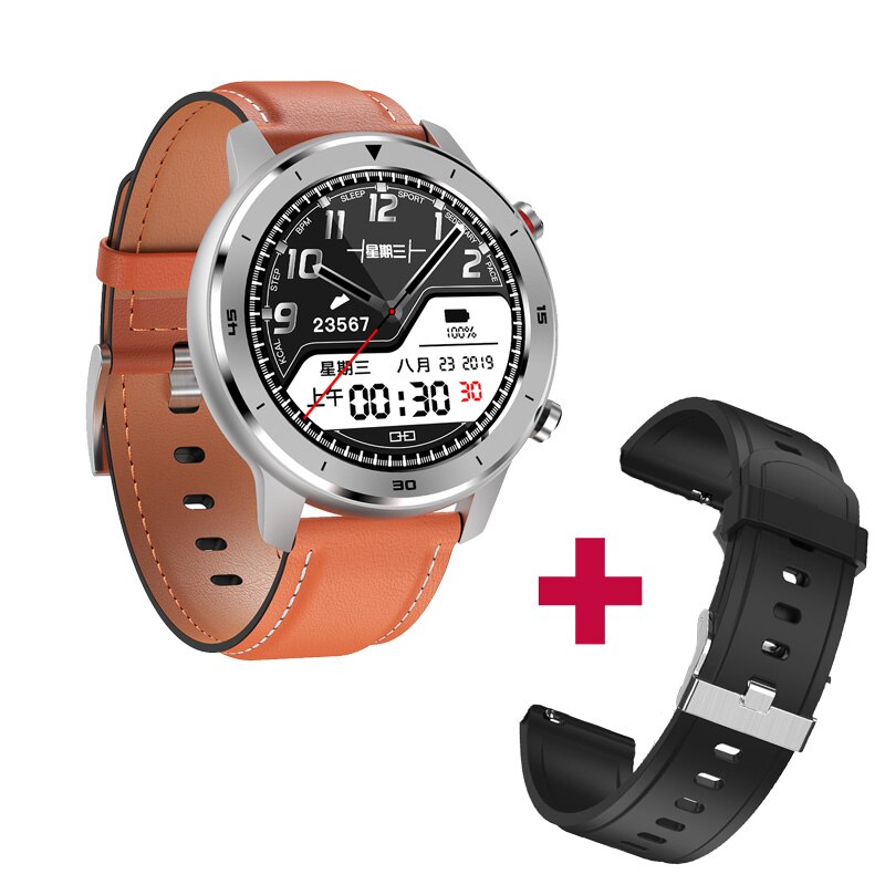 696 DT78 Smart Uhr Männer Frauen Smartwatch Armband Fitness Aktivität Tracker Tragbare Geräte Wasserdicht Heart Rate Monitor Band: Brown leat BK silica