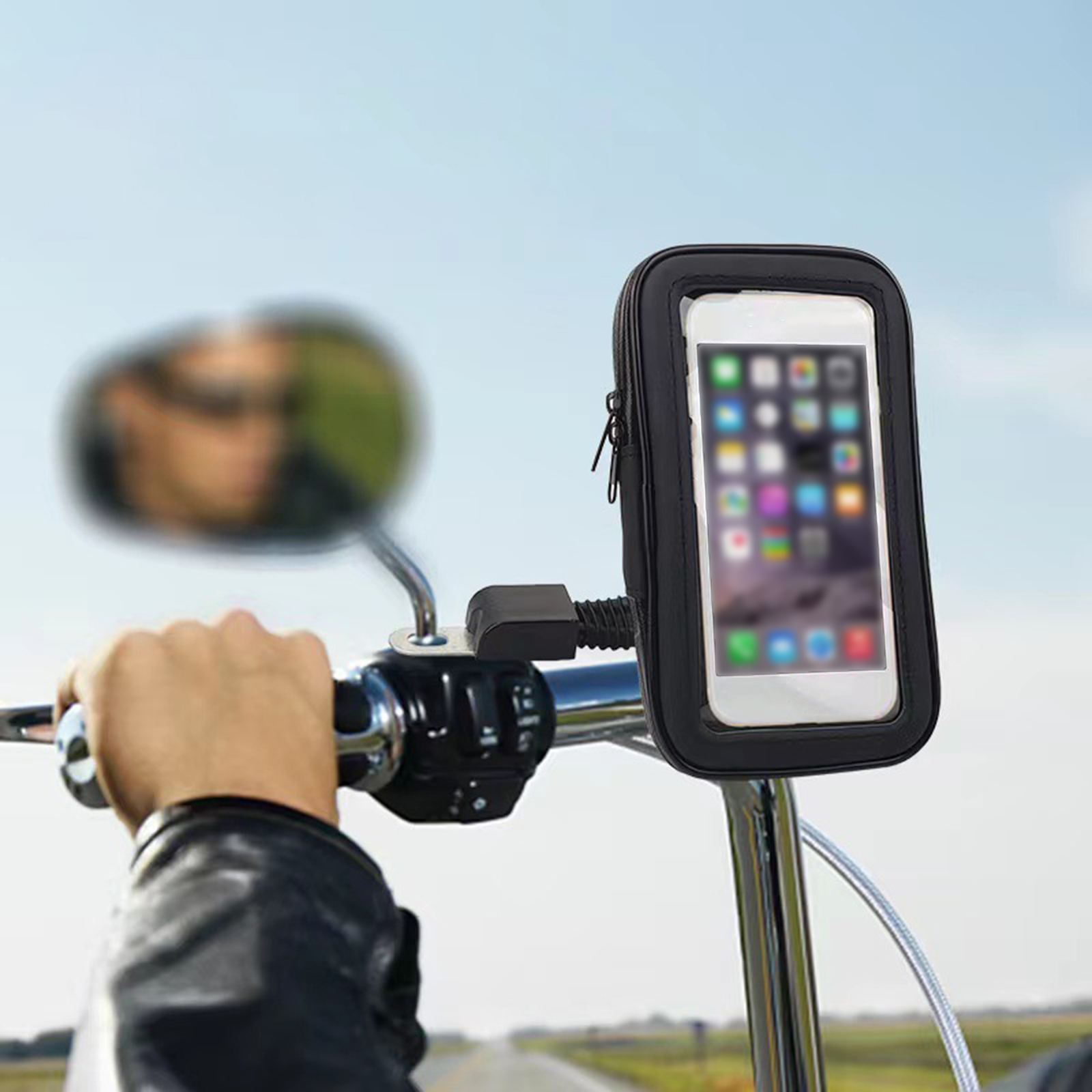 Motorrad Telefon Halfter wasserdichte Tasche Tasche Telefon Halterung Reiten Sonnenblende 360 Grad drehbar Universal-