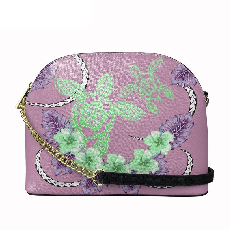 Nopersonality Polynesische Schildpad Met Hibiscus Print Vrouwen Pu Lederen Tas Brand Luxe Shell Tas Stijlvolle Schoudertas: HTBE070D49