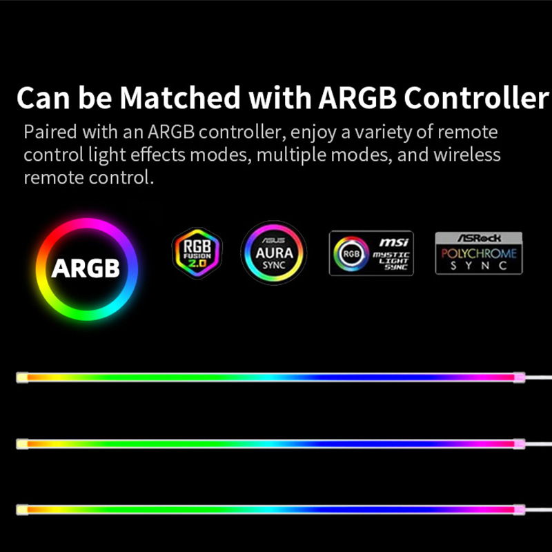 Coolcirc ARGB LED Strip Light 5V 3Pin/Small 4Pin Square Tube Silicone Colorful Atmosphere DIY Lamp Bar Computer Light