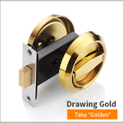 JZPENG invisible door lock bedroom door lock household universal door lock bedroom door lock universal pull ring wooden door loc: Single side / Brushed gold