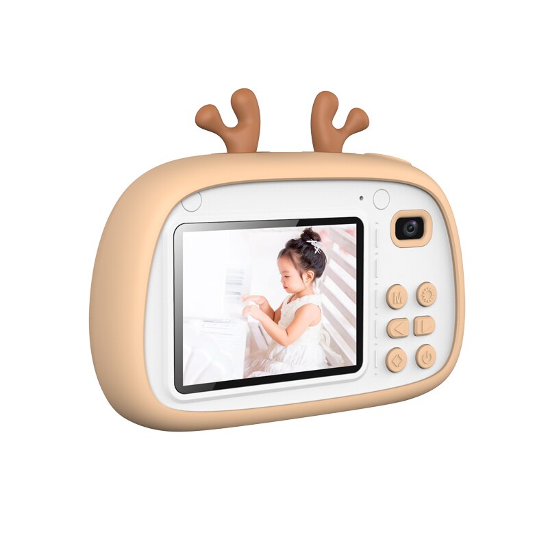 1080P 2.4 Inch HD Exquisite Digital Camera Kids Portable Digital Cameras Cartoon Display Child Girl Birthday: Light Brown