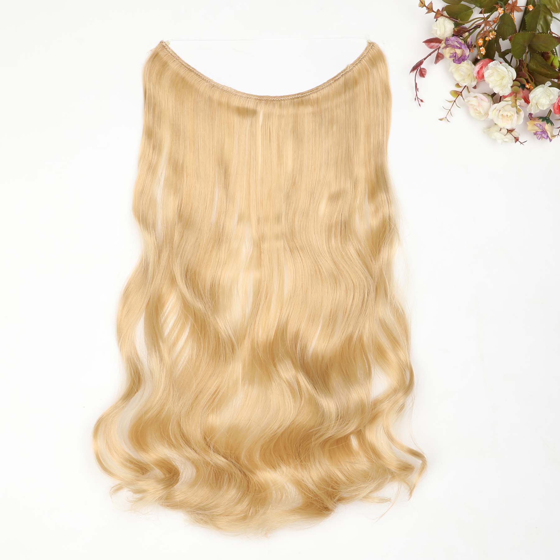 24 pouces vague Halo Extensions de cheveux Invisible Ombre Bayalage synthétique naturel secousse caché Secret fil couronne gris rose: T4/27/30