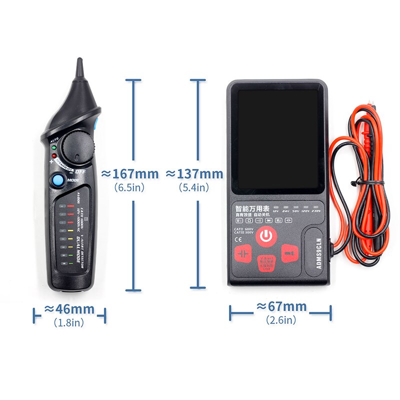 ADMS9LN / ADMS9CLN Intelligent Digital Multimeter Ultra-thin Large Screen Electrician Multi-function Repair Artifact: ADMS9CLN with AVD06