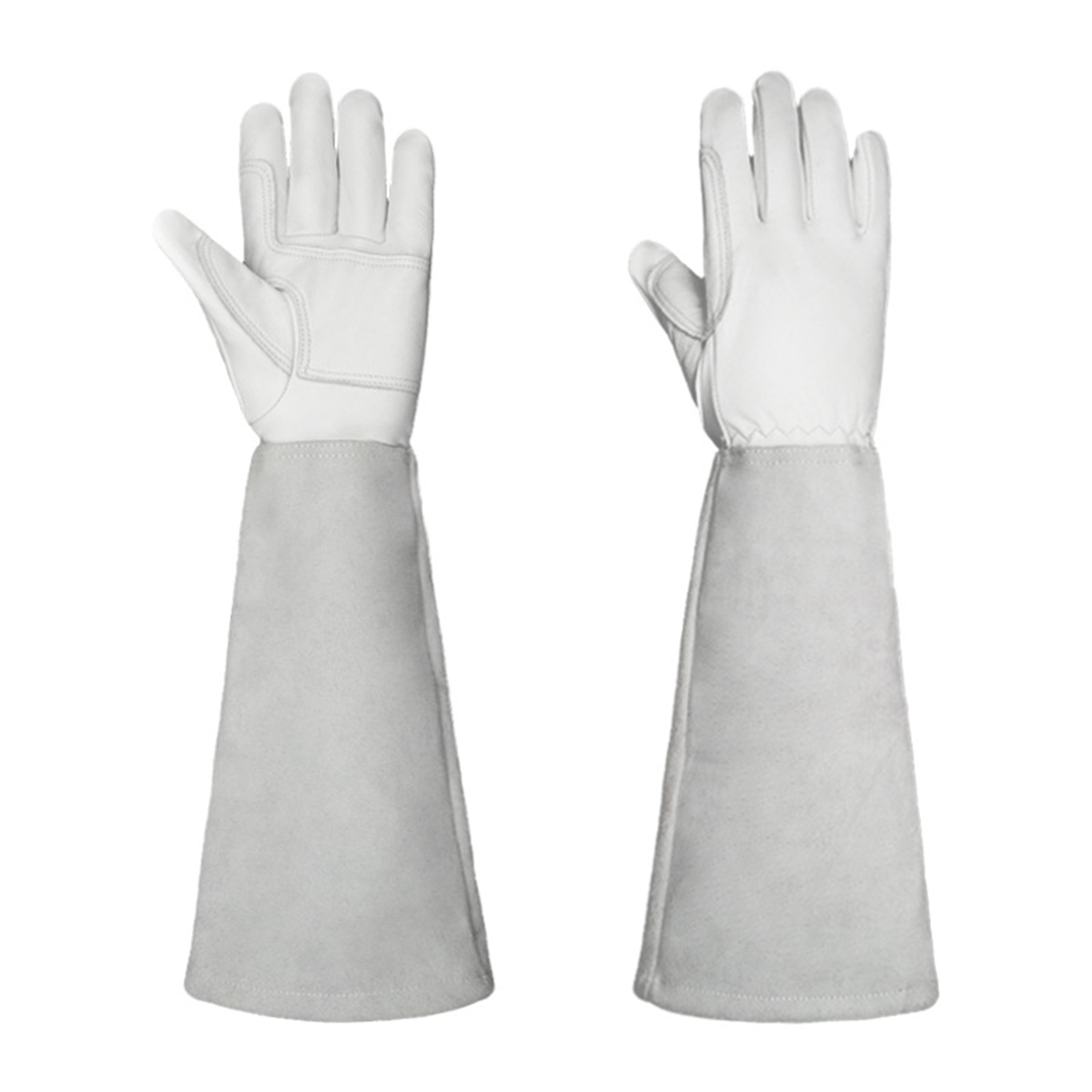 1pair Rose Pruning Protection Gardening Gloves Thorn Proof Yard Artificial Leather Gauntlet Wear Resistant Men Women Long Sleeve: white / M