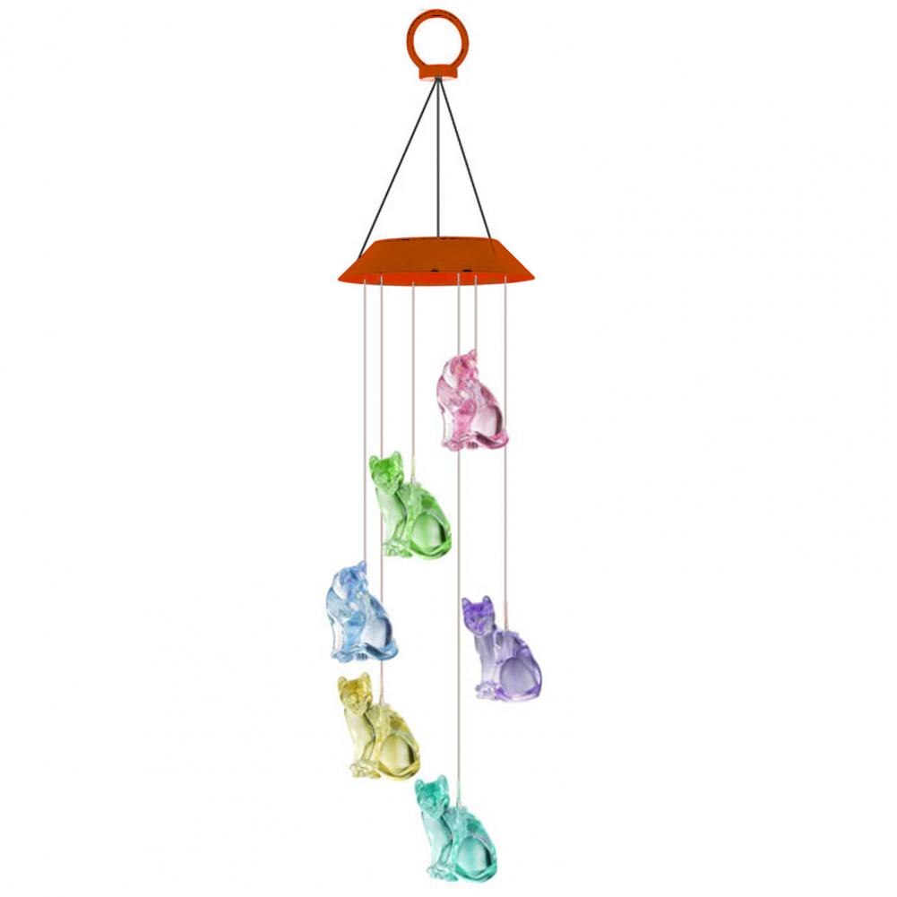 LED Solar Wind Chimes Energy Saving Color Changing Cat Wind Chimes Decoration Lights Garden Yard Patio Porch Wind Bell Lights: Red