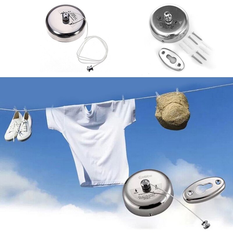 Retractable single drying rack hotel bathroom laundry clothes line invisible clothes rack Rusty steel retractable clothes line
