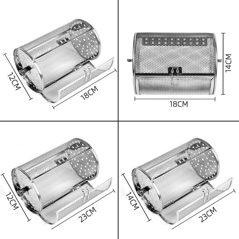 Rustfritt stål ovn steke kurv baking roterende nøtter bønner peanøtt bur bbq grill bakeware
