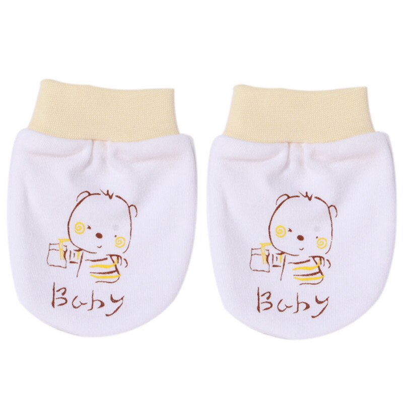 Mélange de coton belle bébé gants de preuve confortable respirer librement Anti rayures bébé gants -né doux mitaine: Jaune