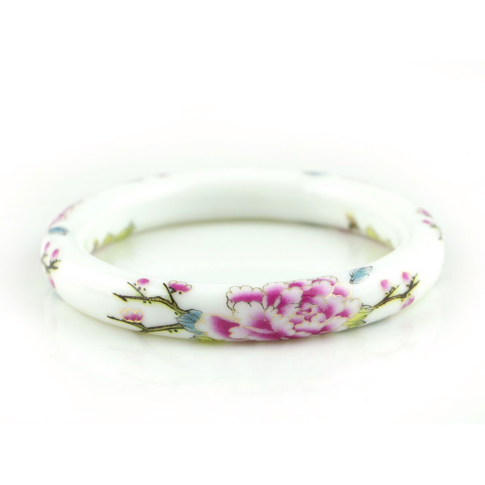 vintage flower ceramics bangles chinese traditional Classic jewelry Accessory china classic