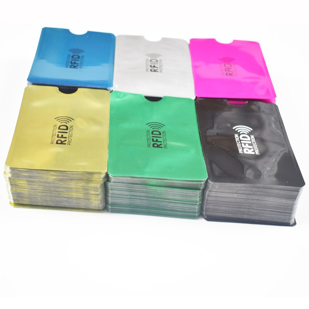 100pcs/lot Blocking Wallet Anti RFID Pouch Holder Sleeves Scan Aluminum Case Security for Credit Card Passport: Mixed Color