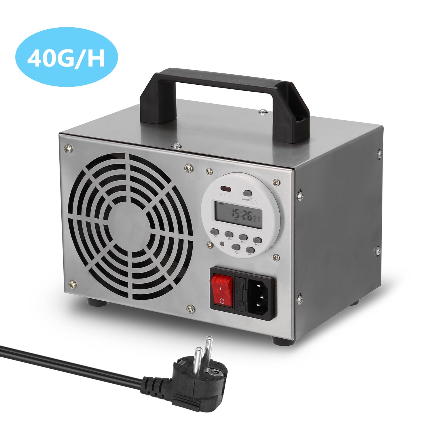 HF258 générateur d'ozone ménage ozonateur Air désinfecteur purificateur acier inoxydable filtre à Air désinfection stérilisation synchronisation: 40 g  / Ue Plug