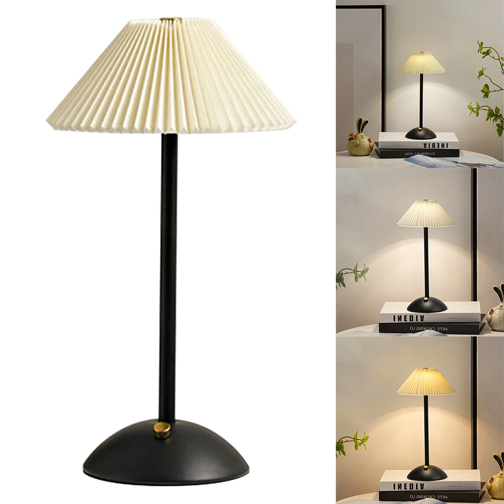 Nordische plissierte Tisch lampe mit Holz sockel Kunst Atmosphäbetreffend Lampe USB Aufladung modernen Stil für Schlafzimmer Wohnzimmer Dekor: veränderbar