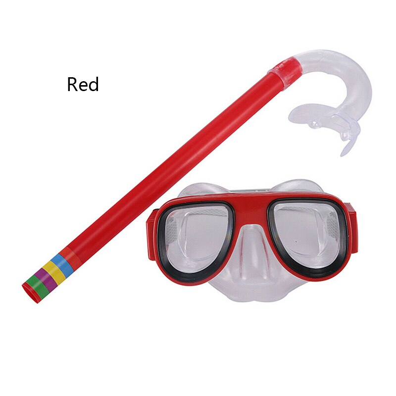 Børnesikker snorkling dykkermaske + snorkelsæt pvc 5 farver scuba svømmesæt vandsport til barn 3-8 år: Rød