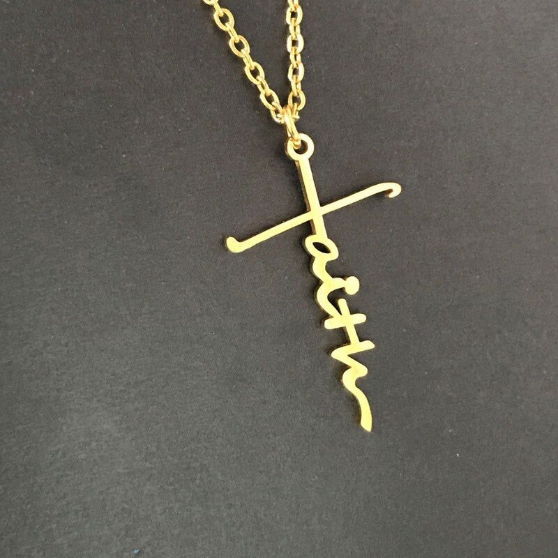 Stainless Steel Cross Pendant Necklace Faith Necklaces Women Men Jewelry Goth