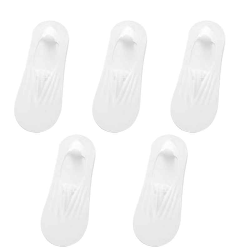 5Pairs Women Invisible Boat Socks Breathable Silicone Non-slip Ultra-thin Sock Slippers Elastic Ice Silk Low Sox: Beige