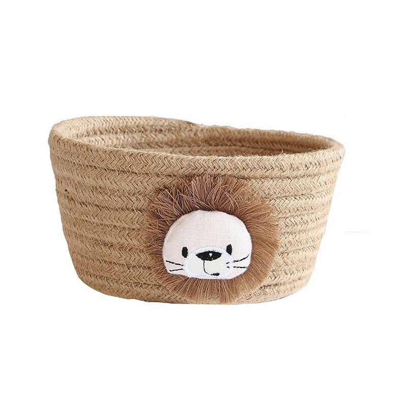 Animaux de bande dessinée tissé à la main panier de rangement enfants jouets organiseur de bureau articles divers boîte de rangement paniers à linge 16*9CM 1 pièces: 1
