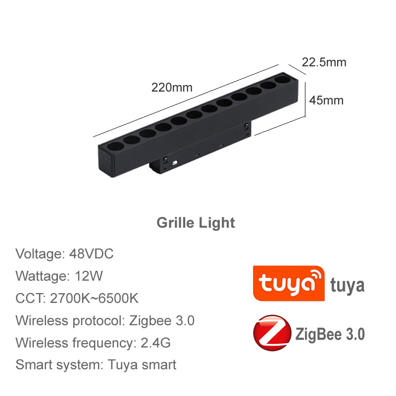 Zigbee Tuya sprytny Dimmable magnetyczny tor światła Zigbee2mqtt 48V Alexa asystent głos zdalny kontrola linia lampa miejsce doprowadziło szyna: ciemnożółty