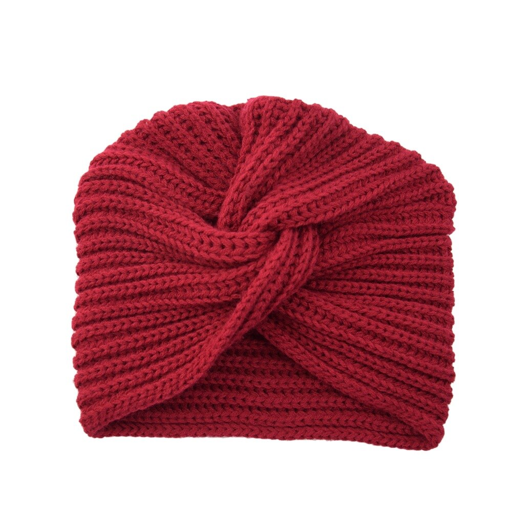 noeud Bandanas Turban automne hiver tricot Turban casquette solide Center croix femmes cheveux écharpes: 6
