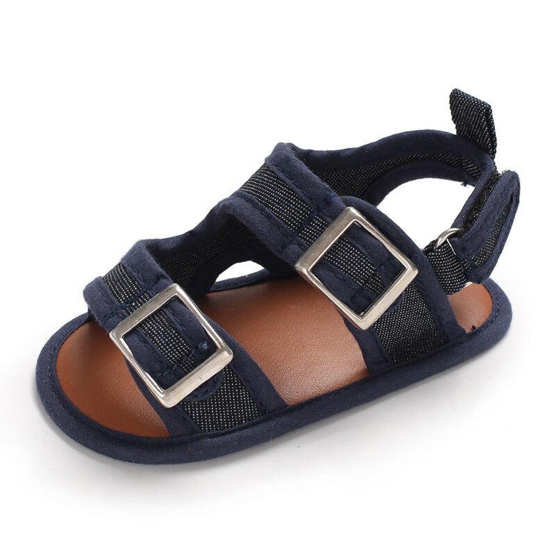 Sandalias de verano Unisex para bebés y niños, zapatos de tela vaquera de lona, zapatos suaves para niños y niñas de 0 a 2 años, zapatos para recién nacidos que caminan por primera vez: Azul / 7-12 meses