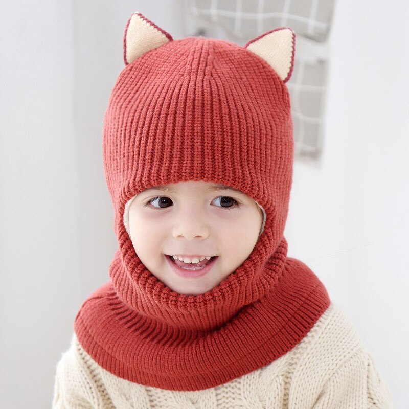 Bébé hiver chapeau pompon enfants tricoté chapeaux bébé filles garçons chapeau avec doublure en polaire chaude chapeaux pour enfants filles chapeaux d'hiver: style B-dark red