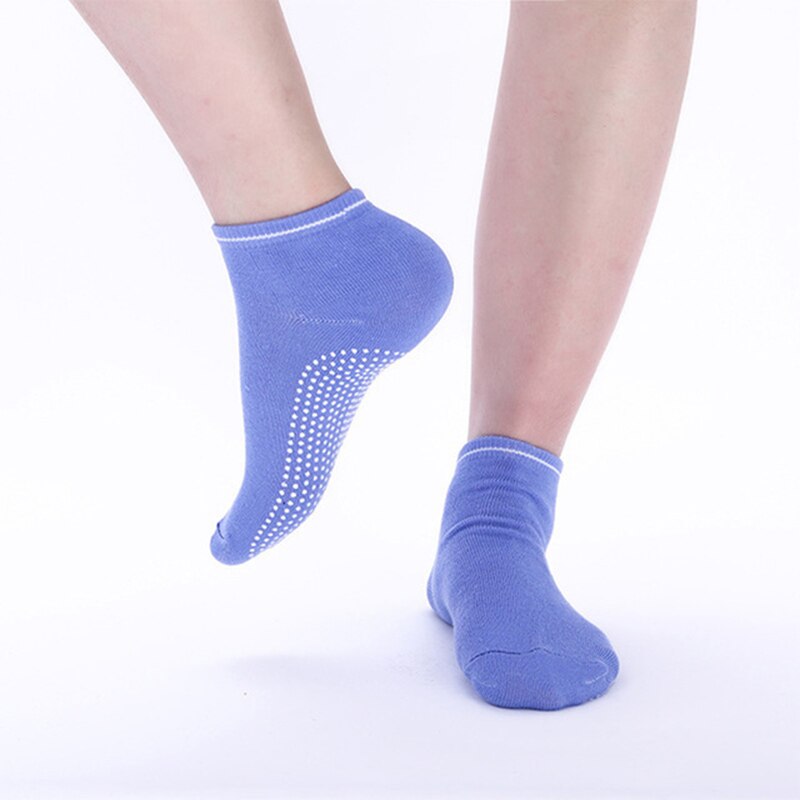 1 par sport skridsikre yoga sokker silikone gym pilates ballet fitness sports sokker bomuld åndbar elasticitet kvinders sokker: Blå