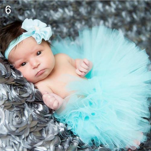 Pasgeboren Baby Meisjes Mesh Strik Tutu-Jurk Prinses Rok Babies Accessoires Pasgeboren Fotografie Props Baby Shower: Light Blue