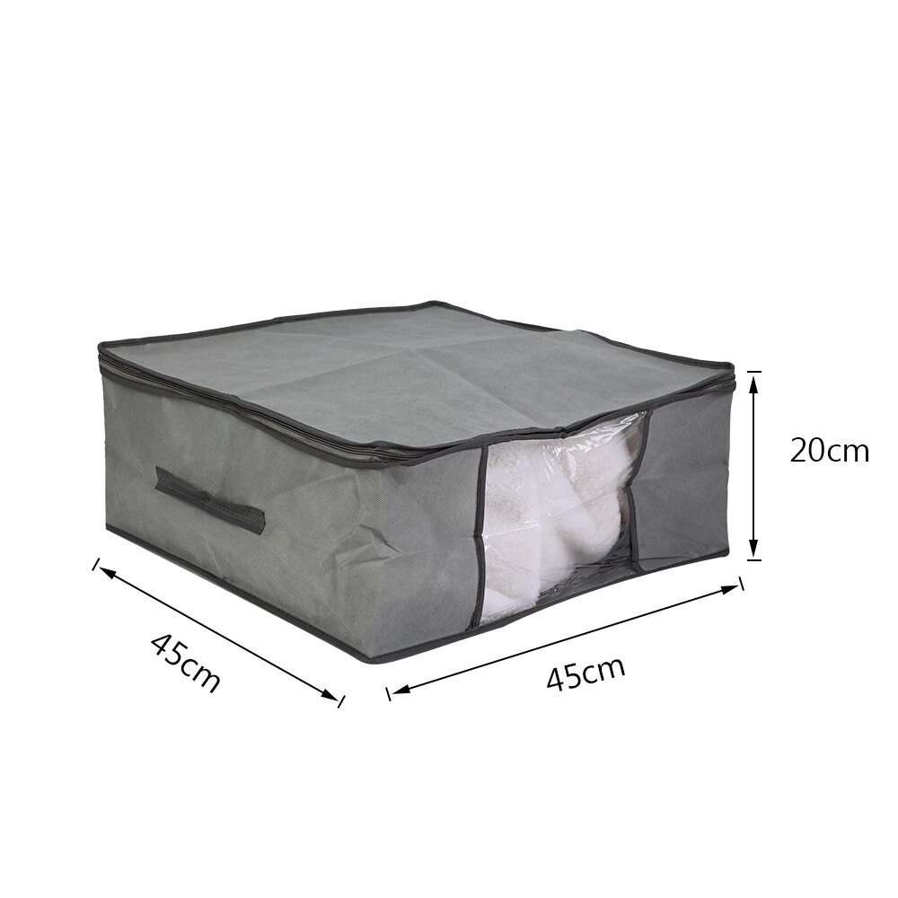 Folding Storage Box Dirty Clothes Collecting Case Non Woven Fabric With Zipper Moisture-proof Toys Quilt Storage Box: 45x45x20cm grey
