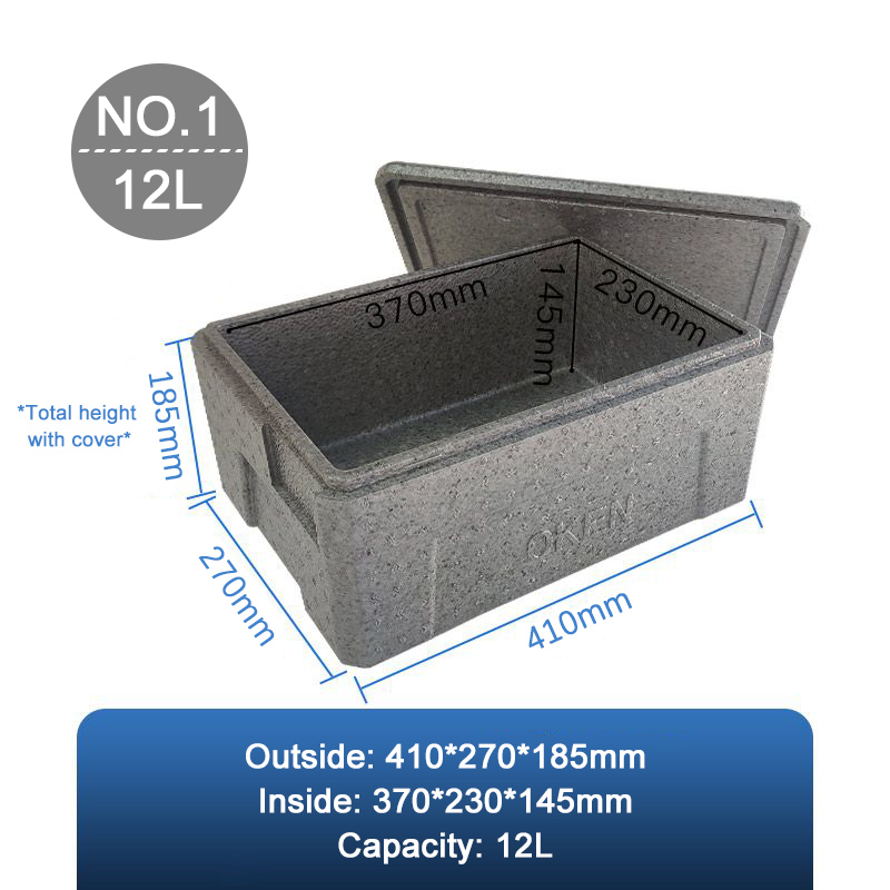 Food-Grade Insulation Box Biodegradable Foam Box EPP Food Storage Boxes Fresh-Keeping Takeaway Ice Cream Insulated Box: Light Grey