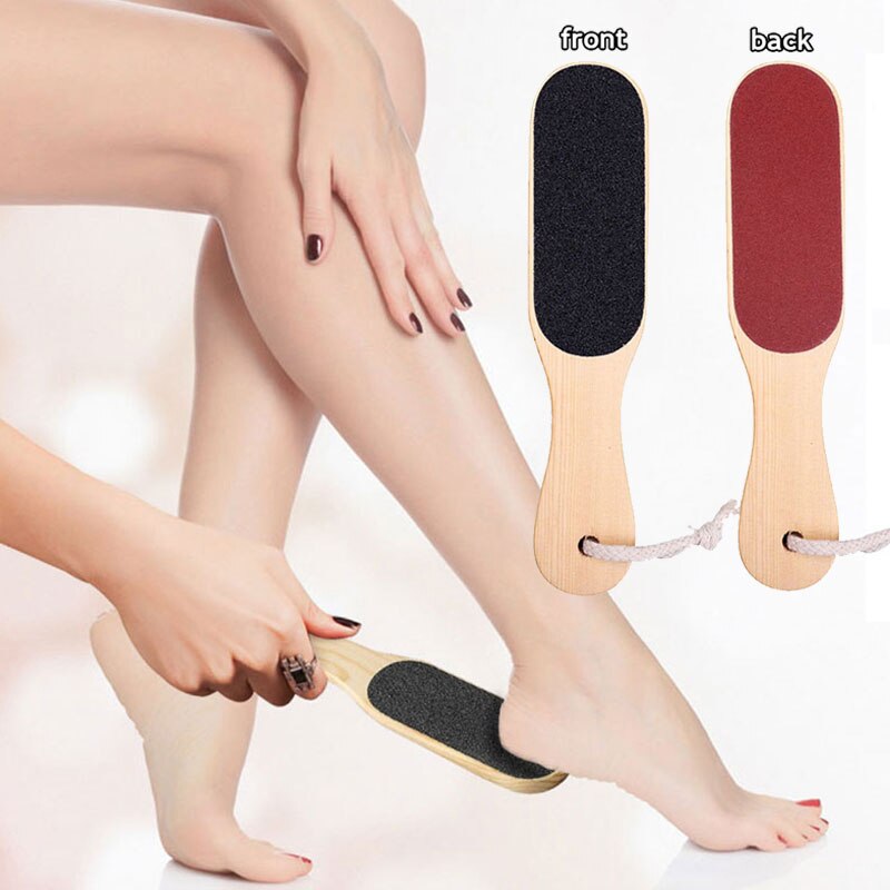 Voet File Voetrasp Dubbele Kanten Dode Huid Bestand Eelt Remover Pedicure Gereedschap Houten Handvat Voetverzorging Schuurpapier Exfoliator