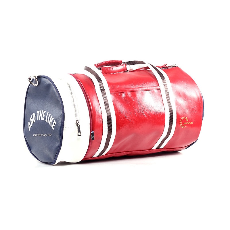 Pu Leather Shoulder Travel Bag Gym Bag Men Fitness Women Portable Training Bag Traveling Handbag Striped Sac De Sports Bags