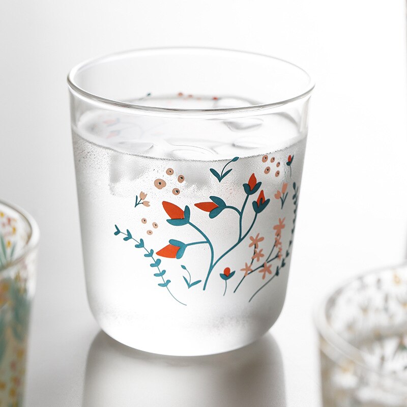 Cutelife ins nordisk vintage transparent kaffeglas kopp värmebeständig mjölksaft te kopp drinkware tryck hem bröllopsglasögon