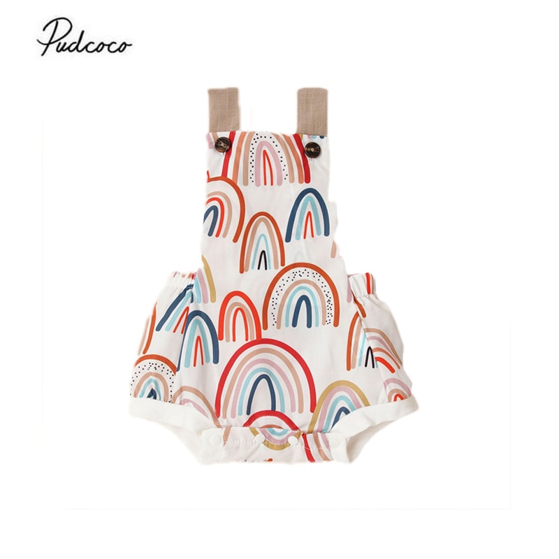 Baby Summer Clothing Baby Girls Boys Sweet Style Summer Rainbow Casual Suspender Shorts Newborn Infant Sleeveless Jumpsuit