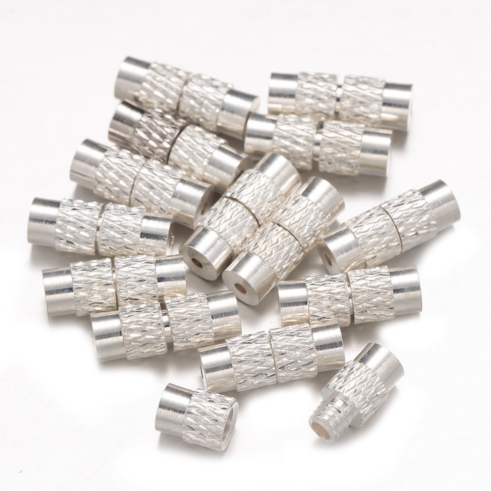 20pcs 12x4mm Brass Screw Clasps Barrel Clasps Cord End Caps Jewelry End Tips Connectors for Bracelet Necklace Making Accessories: Blue